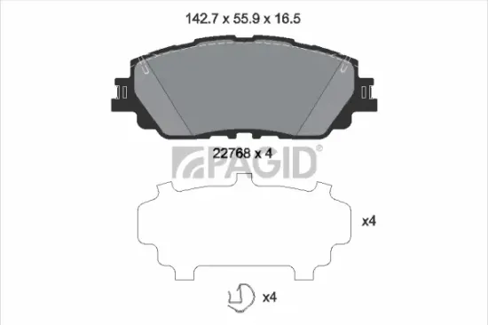 Bremsbelagsatz, Scheibenbremse Vorderachse PAGID T2731N Bild Bremsbelagsatz, Scheibenbremse Vorderachse PAGID T2731N