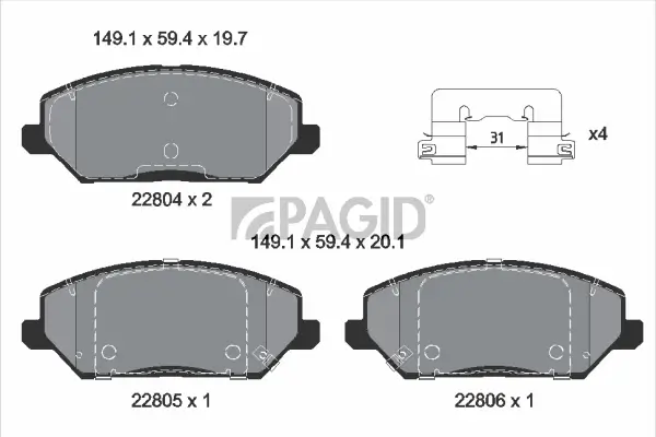 Bremsbelagsatz, Scheibenbremse Vorderachse PAGID T3158N