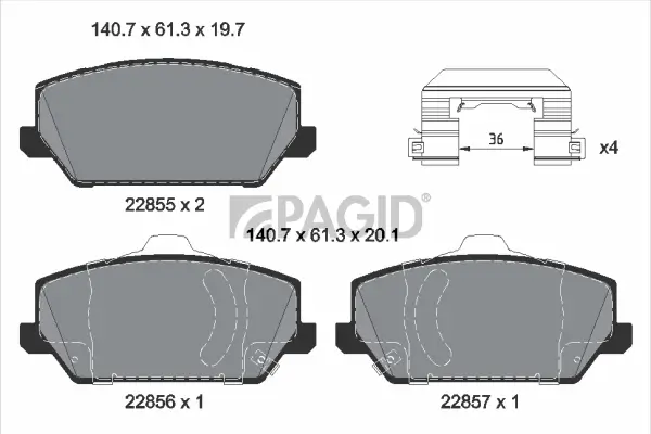 Bremsbelagsatz, Scheibenbremse Vorderachse PAGID T2768N