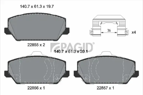 Bremsbelagsatz, Scheibenbremse Vorderachse PAGID T2768N Bild Bremsbelagsatz, Scheibenbremse Vorderachse PAGID T2768N