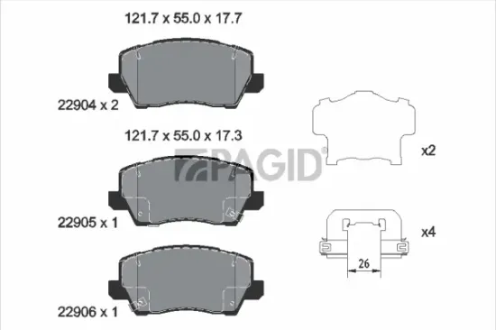 Bremsbelagsatz, Scheibenbremse Vorderachse PAGID T2766N Bild Bremsbelagsatz, Scheibenbremse Vorderachse PAGID T2766N