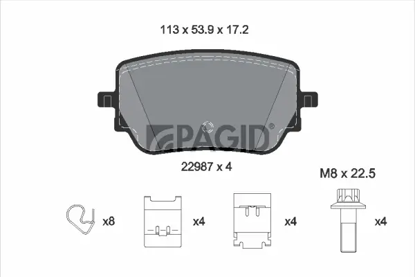 Bremsbelagsatz, Scheibenbremse Hinterachse PAGID T2797N