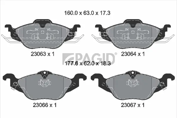 Bremsbelagsatz, Scheibenbremse Vorderachse PAGID T1164N