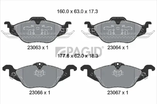 Bremsbelagsatz, Scheibenbremse Vorderachse PAGID T1164N Bild Bremsbelagsatz, Scheibenbremse Vorderachse PAGID T1164N
