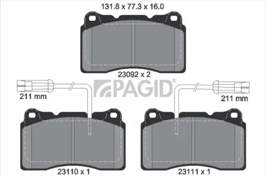 Bremsbelagsatz, Scheibenbremse Vorderachse PAGID T5113N Bild Bremsbelagsatz, Scheibenbremse Vorderachse PAGID T5113N
