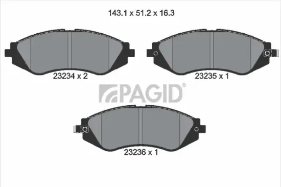 Bremsbelagsatz, Scheibenbremse Vorderachse PAGID T3106N Bild Bremsbelagsatz, Scheibenbremse Vorderachse PAGID T3106N