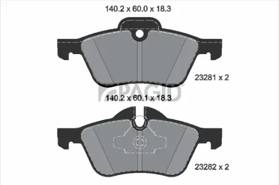 Bremsbelagsatz, Scheibenbremse Vorderachse PAGID T1220N Bild Bremsbelagsatz, Scheibenbremse Vorderachse PAGID T1220N