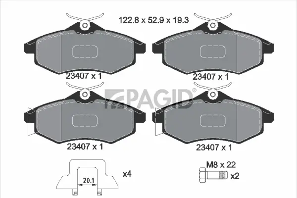 Bremsbelagsatz, Scheibenbremse Vorderachse PAGID T1324N