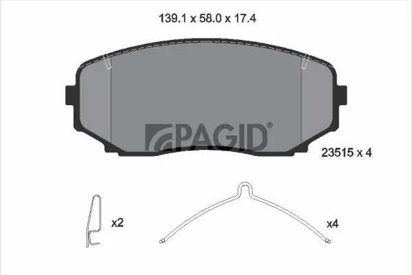 Bremsbelagsatz, Scheibenbremse Vorderachse PAGID T2672N