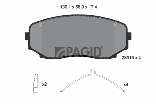 Bremsbelagsatz, Scheibenbremse Vorderachse PAGID T2672N Bild Bremsbelagsatz, Scheibenbremse Vorderachse PAGID T2672N