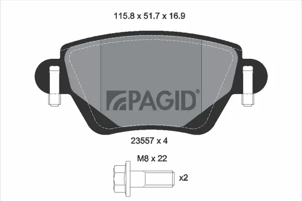 Bremsbelagsatz, Scheibenbremse Hinterachse PAGID T1538N
