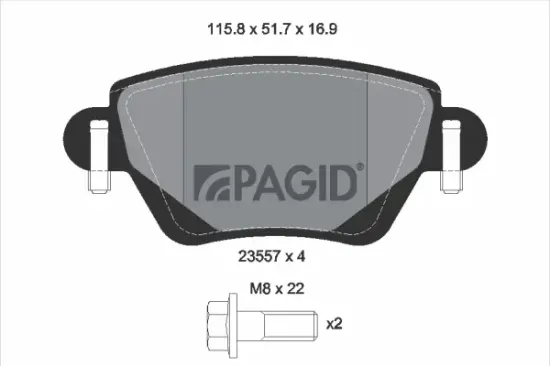 Bremsbelagsatz, Scheibenbremse Hinterachse PAGID T1538N Bild Bremsbelagsatz, Scheibenbremse Hinterachse PAGID T1538N