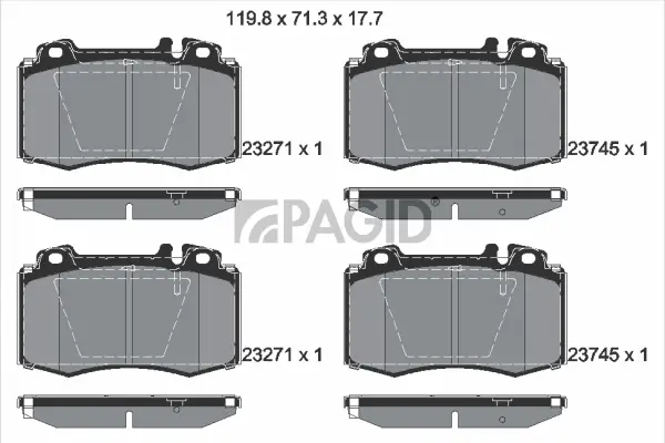 Bremsbelagsatz, Scheibenbremse Vorderachse PAGID T1318N