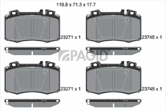 Bremsbelagsatz, Scheibenbremse Vorderachse PAGID T1318N Bild Bremsbelagsatz, Scheibenbremse Vorderachse PAGID T1318N