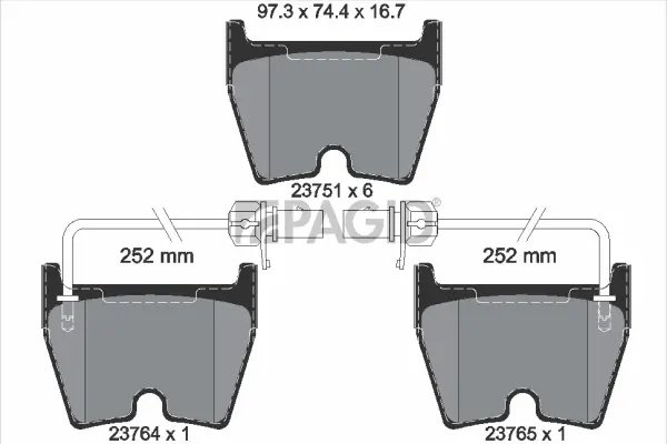 Bremsbelagsatz, Scheibenbremse Vorderachse PAGID T1222N