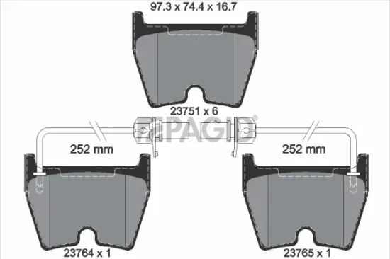 Bremsbelagsatz, Scheibenbremse Vorderachse PAGID T1222N Bild Bremsbelagsatz, Scheibenbremse Vorderachse PAGID T1222N