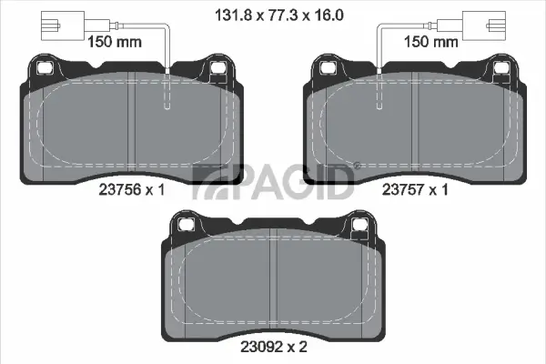 Bremsbelagsatz, Scheibenbremse Vorderachse PAGID T2308N