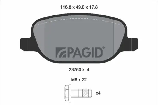 Bremsbelagsatz, Scheibenbremse Hinterachse PAGID T1568N Bild Bremsbelagsatz, Scheibenbremse Hinterachse PAGID T1568N