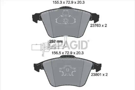 Bremsbelagsatz, Scheibenbremse Vorderachse PAGID T1223N Bild Bremsbelagsatz, Scheibenbremse Vorderachse PAGID T1223N