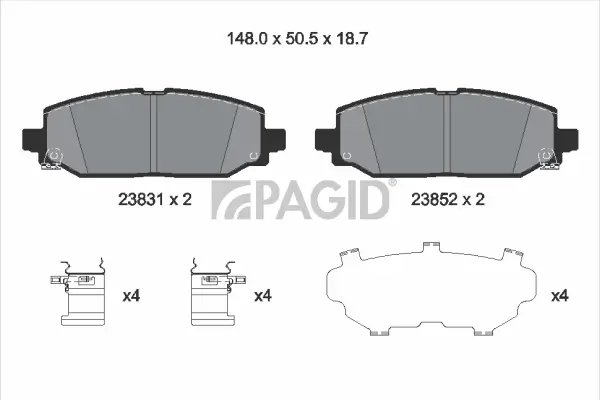Bremsbelagsatz, Scheibenbremse Hinterachse PAGID T3163N