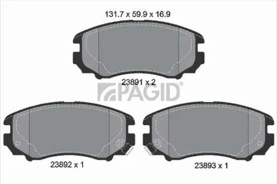 Bremsbelagsatz, Scheibenbremse Vorderachse PAGID T1412N Bild Bremsbelagsatz, Scheibenbremse Vorderachse PAGID T1412N