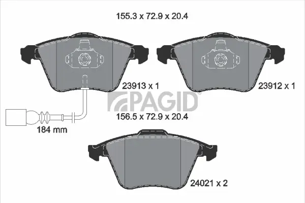 Bremsbelagsatz, Scheibenbremse Vorderachse PAGID T2084N