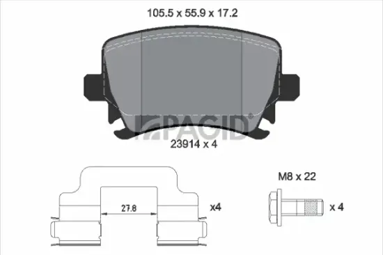 Bremsbelagsatz, Scheibenbremse Hinterachse PAGID T1492N Bild Bremsbelagsatz, Scheibenbremse Hinterachse PAGID T1492N
