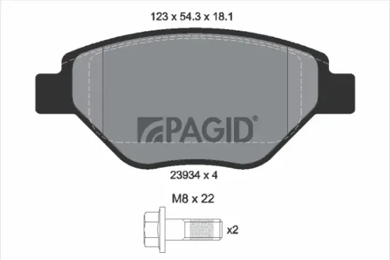 Bremsbelagsatz, Scheibenbremse Vorderachse PAGID T1374N Bild Bremsbelagsatz, Scheibenbremse Vorderachse PAGID T1374N