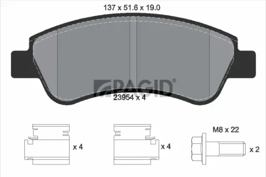Bremsbelagsatz, Scheibenbremse Vorderachse PAGID T1422N Bild Bremsbelagsatz, Scheibenbremse Vorderachse PAGID T1422N