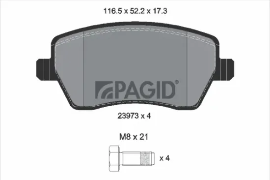 Bremsbelagsatz, Scheibenbremse Vorderachse PAGID T1399N Bild Bremsbelagsatz, Scheibenbremse Vorderachse PAGID T1399N