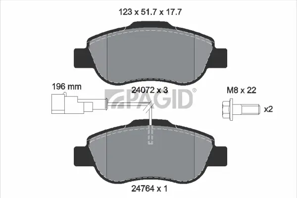 Bremsbelagsatz, Scheibenbremse Vorderachse PAGID T1832N