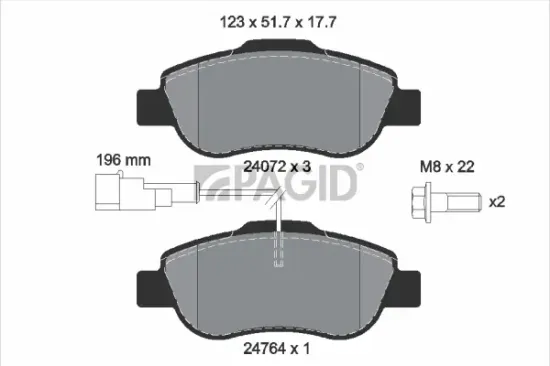 Bremsbelagsatz, Scheibenbremse Vorderachse PAGID T1832N Bild Bremsbelagsatz, Scheibenbremse Vorderachse PAGID T1832N