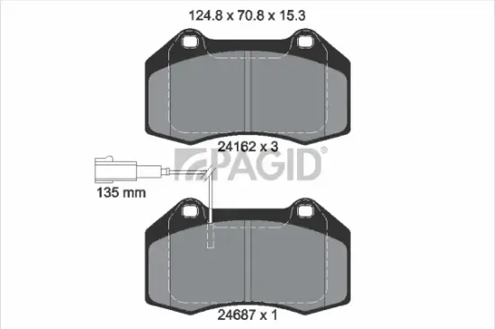 Bremsbelagsatz, Scheibenbremse Vorderachse PAGID T1786N Bild Bremsbelagsatz, Scheibenbremse Vorderachse PAGID T1786N