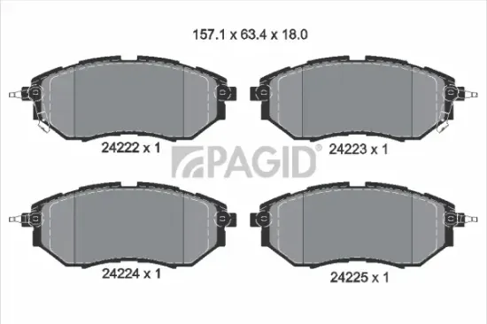 Bremsbelagsatz, Scheibenbremse Vorderachse PAGID T1518N Bild Bremsbelagsatz, Scheibenbremse Vorderachse PAGID T1518N
