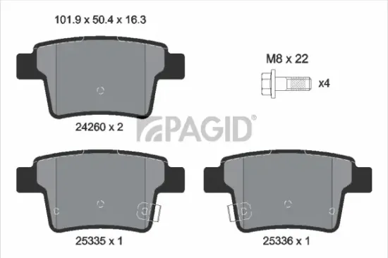 Bremsbelagsatz, Scheibenbremse Hinterachse PAGID T1534N Bild Bremsbelagsatz, Scheibenbremse Hinterachse PAGID T1534N