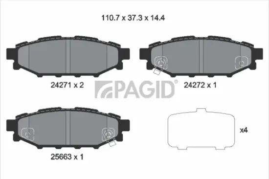 Bremsbelagsatz, Scheibenbremse Hinterachse PAGID T1543N Bild Bremsbelagsatz, Scheibenbremse Hinterachse PAGID T1543N