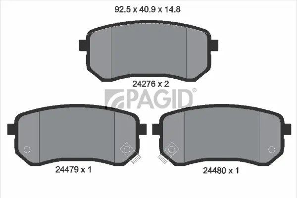 Bremsbelagsatz, Scheibenbremse Hinterachse PAGID T1553N