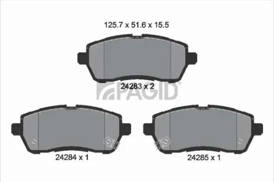 Bremsbelagsatz, Scheibenbremse Vorderachse PAGID T1778N Bild Bremsbelagsatz, Scheibenbremse Vorderachse PAGID T1778N