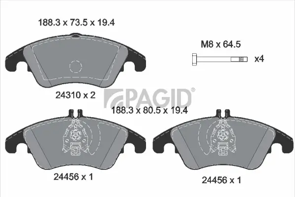 Bremsbelagsatz, Scheibenbremse Vorderachse PAGID T1624N