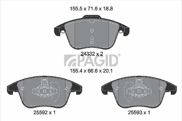 Bremsbelagsatz, Scheibenbremse Vorderachse PAGID T2801N