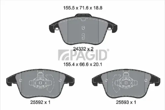 Bremsbelagsatz, Scheibenbremse Vorderachse PAGID T2801N Bild Bremsbelagsatz, Scheibenbremse Vorderachse PAGID T2801N