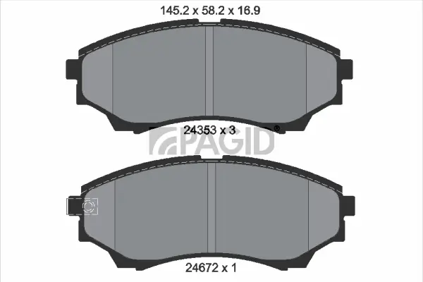 Bremsbelagsatz, Scheibenbremse Vorderachse PAGID T1603N