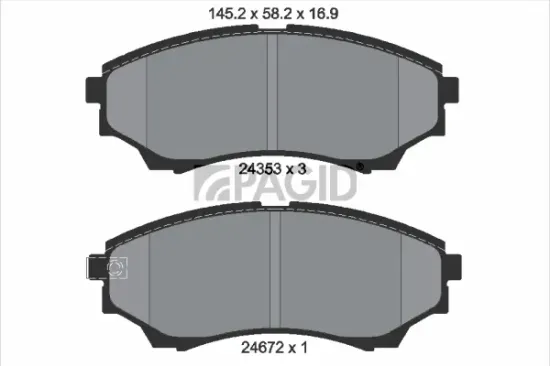 Bremsbelagsatz, Scheibenbremse Vorderachse PAGID T1603N Bild Bremsbelagsatz, Scheibenbremse Vorderachse PAGID T1603N