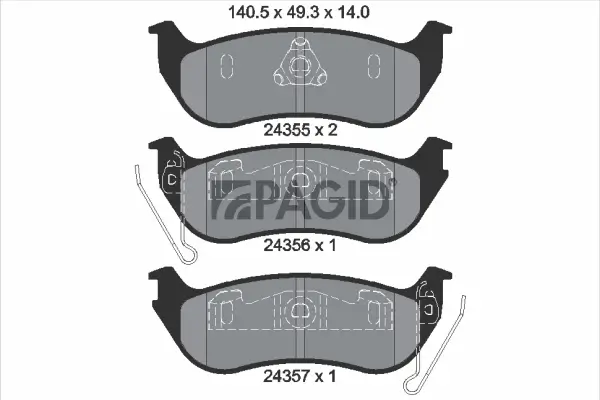Bremsbelagsatz, Scheibenbremse Hinterachse PAGID T1599N
