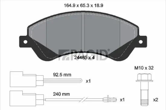 Bremsbelagsatz, Scheibenbremse Vorderachse PAGID T1641N Bild Bremsbelagsatz, Scheibenbremse Vorderachse PAGID T1641N
