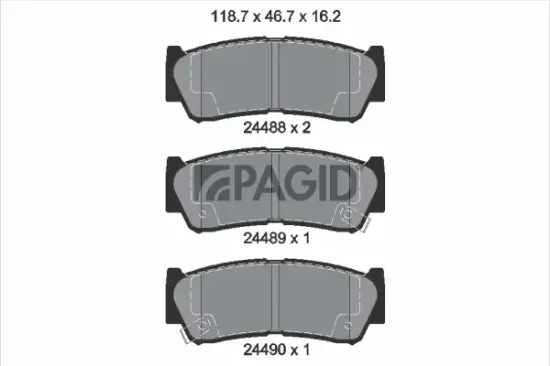 Bremsbelagsatz, Scheibenbremse Hinterachse PAGID T1672N Bild Bremsbelagsatz, Scheibenbremse Hinterachse PAGID T1672N