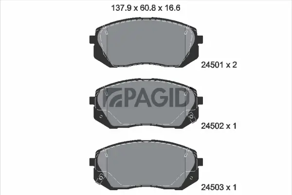 Bremsbelagsatz, Scheibenbremse Vorderachse PAGID T1660N
