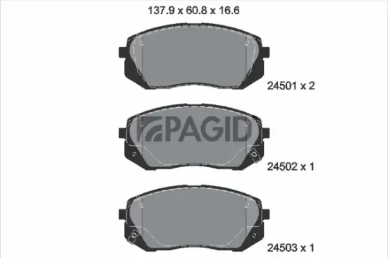 Bremsbelagsatz, Scheibenbremse Vorderachse PAGID T1660N Bild Bremsbelagsatz, Scheibenbremse Vorderachse PAGID T1660N
