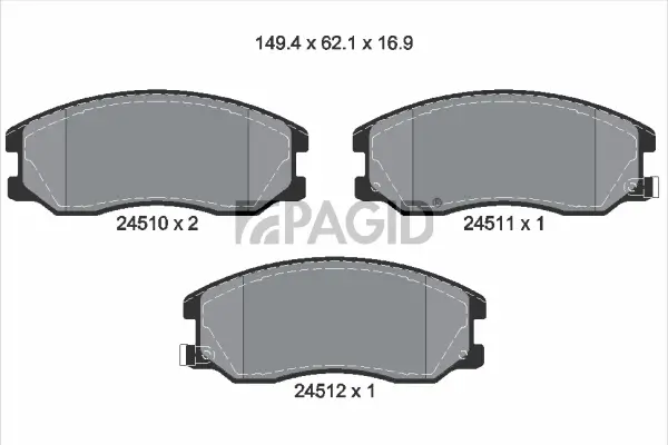 Bremsbelagsatz, Scheibenbremse Vorderachse PAGID T1676N