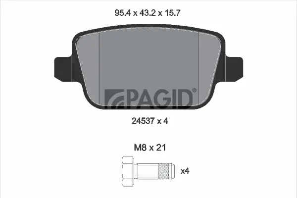 Bremsbelagsatz, Scheibenbremse Hinterachse PAGID T1696N